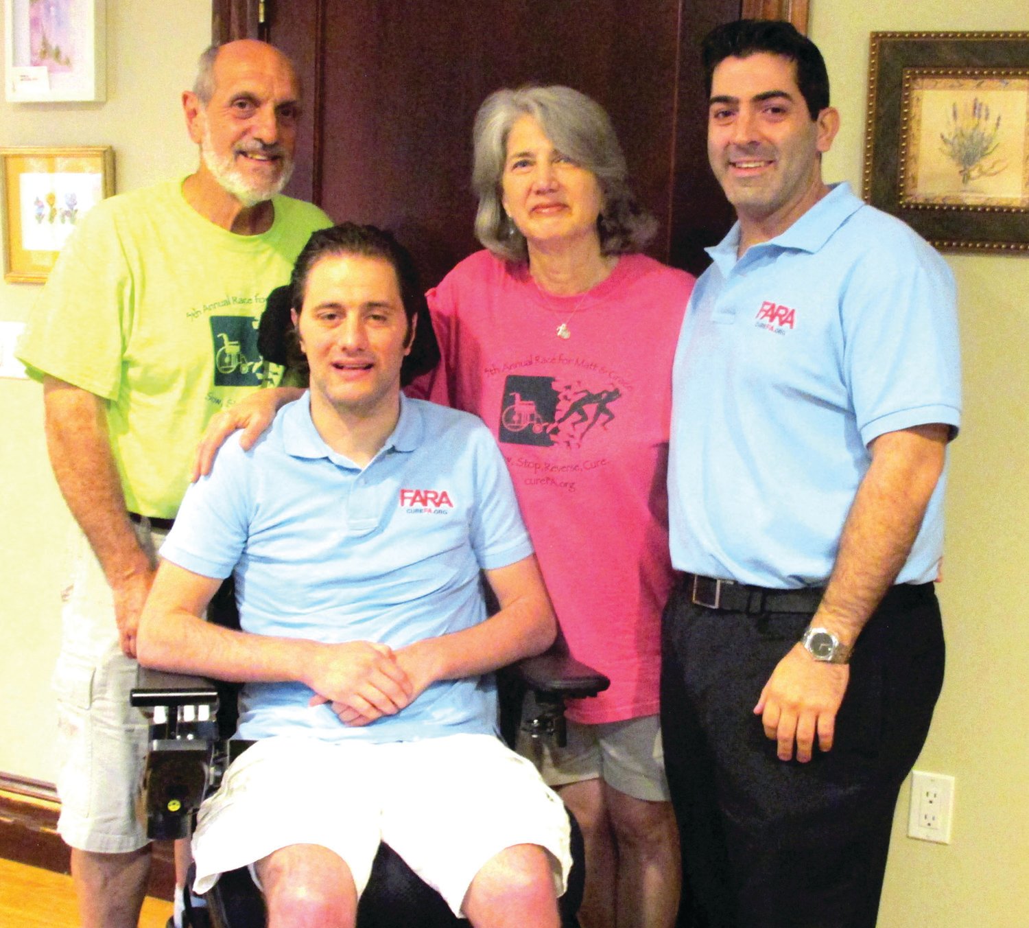 FA-MILY: Sallyann DiIorio, family friend Vincent LaFazia, Jack DiIorio and Michael Crawley, have committed to continue raising money for FARA following the death of Matthew DiIorio last July. This is their 12th year raising money for the FA advocacy group, and the second time holding events since losing Matthew to the disease.